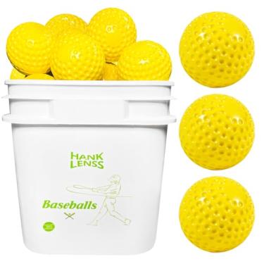 Imagem de HANKLENSS Pacote com 24 bolas de beisebol onduladas para máquina de arremesso - Bolas de treino para bater e campo, bolas de beisebol de borracha para coordenação olho-mão