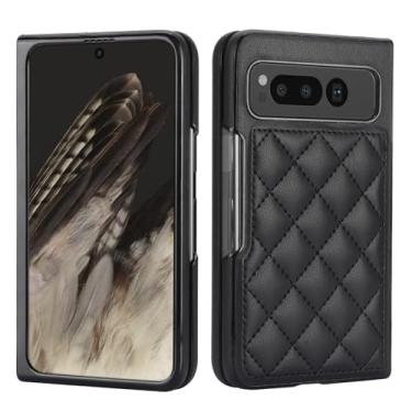 Imagem de Capa para celular Google Pixel Fold, couro macio com padrão de luxo, antichoque, fina, estilo moderno (preto)