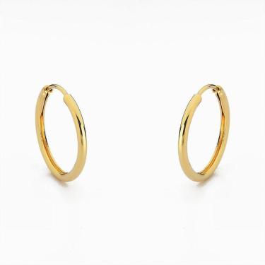 Imagem de Brinco Argola Feminina Básica Lisa Banhado A Ouro 18k 2cm