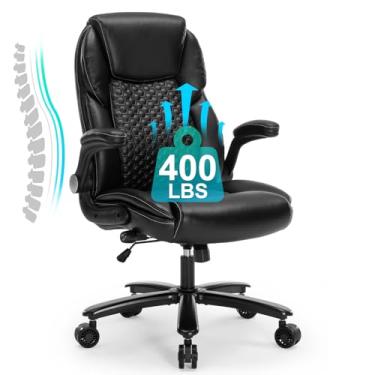 Imagem de SOERGO Cadeira de escritório ergonômica com suporte lombar ajustável, couro PU, cadeira giratória para jogos e adultos