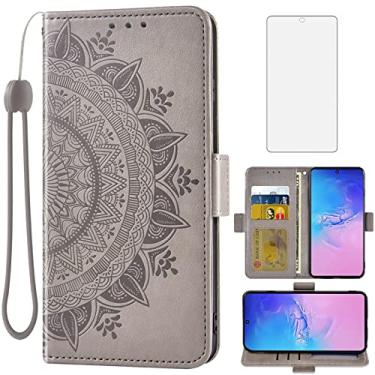 Imagem de Asuwish Compatível com Samsung Galaxy S10 Lite capa carteira de vidro temperado protetor de tela porta-cartão flip alça de pulso capa de celular para Glaxay S10lite S 10 10s Galaxies A91 masculino