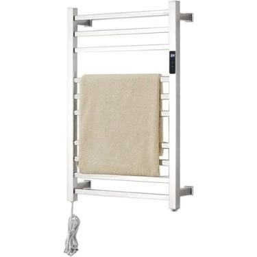 Imagem de Toalheiro Térmico Grande Quadrado Inox Bivolt com Timer Embutido - Kzi (Fio Lado Direito, Grande)