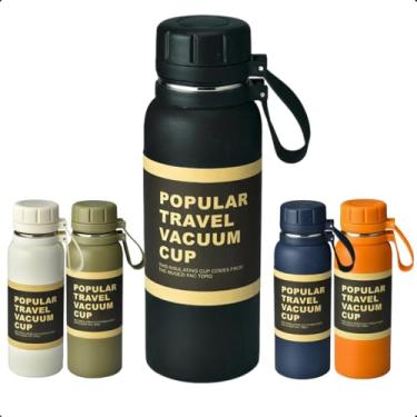 Imagem de Garrafa Termica Agua Com Alça 800ml Com Infusor Em Aço Inox Antivazamento Esportiva Agua Quente ou Fria Academia Treino (Preto)