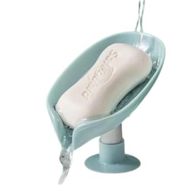 Imagem de Saboneteira De Pia Escorra A Caixa De Sabão Para Banheiro Com Suporte Ventosa Forma De Folha (1)