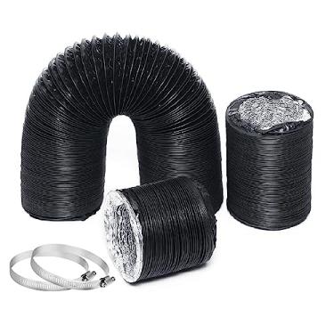 Imagem de Arch Mangueira de duto de PVC, tubo de ventilação flexível HVAC, mangueira de alumínio, redutor de ruído, mangueira de ventilação para secador (12 cm),