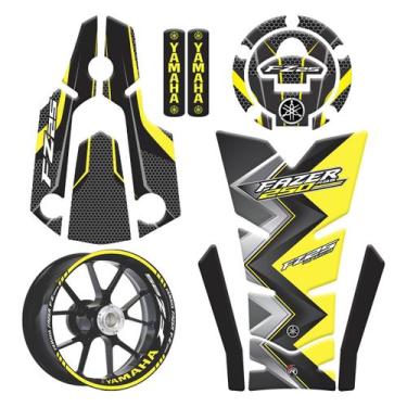 Imagem de Kit Adesivos Protetores e Friso Yamaha Fazer FZ25 Amarelo - Resitank, 