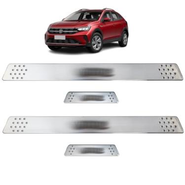 Imagem de Jogo de Soleira Cromado Escovado Porta Lateral Personalizado Para Virtus 2018 2019 2020 2021 2022 2023 Aplique com Antiderrapante nas Laterais