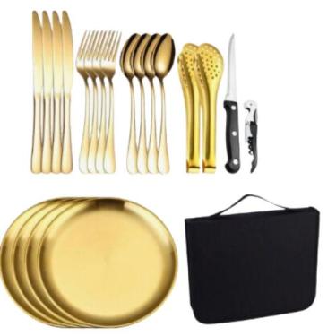 Imagem de Conjunto Tradicional De Talher Dsigner Moderno Prata Dourado - bbless,