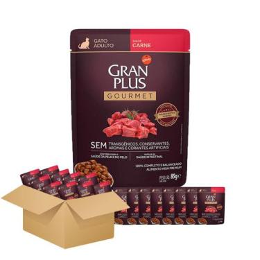 Imagem de Pack com 18 Unidades Ração Úmida Gran Plus Gourmet Gatos Adultos Carne