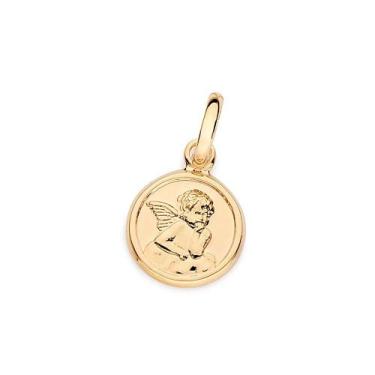 Imagem de Pingente banhado ouro 3x 24k 18k e 22k feminino redondo anjo da guarda