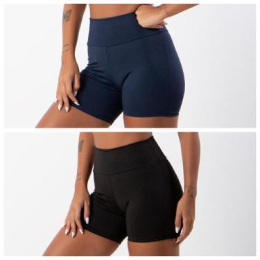 Imagem de kit 2 Shortinhos cintura alta Curto Feminino Fitness Academia Liso - b