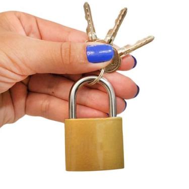 Imagem de Kit 2 Cadeados De Latão Com 3 Chaves Tetra Para Armarios 38mm Proteção