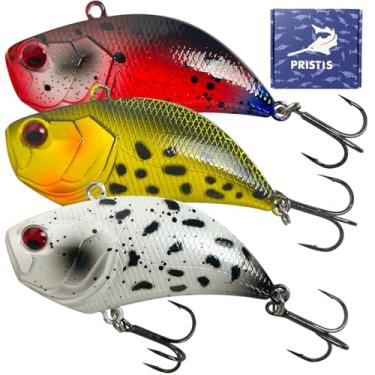 Imagem de Pristis 3 peças de isca de manivela vibratória, crankbait sem lábios com ganchos agudos, conjunto de iscas duras para água doce e salgada, isca de natação vibratória Minnow Iscas de pesca para robalo,