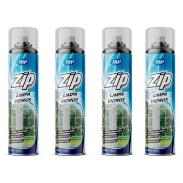 Imagem de Kit 4 limpa vidros desengordura e protege sem manchas spray zip 400ml 
