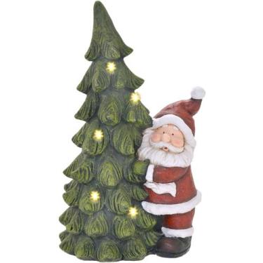 Imagem de Estatueta Natalina Papai Noel Árvore Natal LEDs Luzes 47cm - Genérico