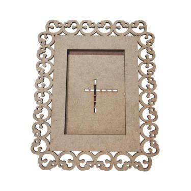 Imagem de Kit 10 Porta Retrato Mdf Cru Foto 10X15 Arabesco Quadrado - Doce Arte 