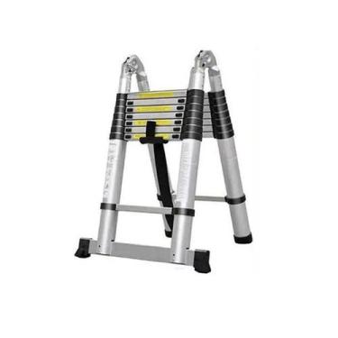 Imagem de Escada alumínio telescópica base dupla EspaçoFix 16 degraus 5m até 150
