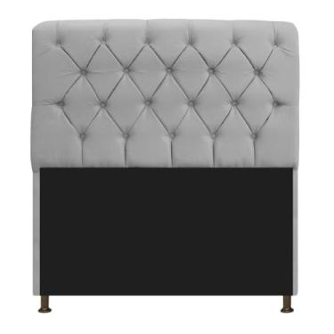 Imagem de Cabeceira Lady Estofada Capitonê 140 cm para Cama Box de Casal Suede Cinza Quarto - AM Decor
