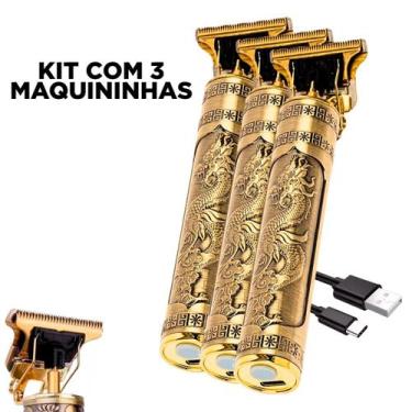 Imagem de Kit com 3 Maquininhas Aparadores Barbeadores Pelos Ultra Premium Titan