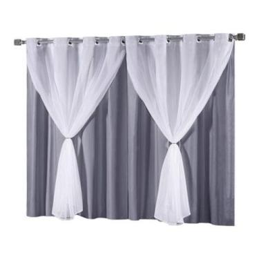 Imagem de Cortina Blackout/Blecaute Com Voil/Voal Sala Quarto Claridade Sol Medi