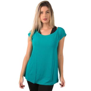 Imagem de Blusa Fitness Sobre Legging Dry Fit Manga Curta - WLS Modas, Verde águ