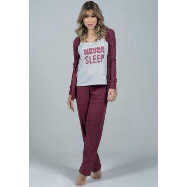 Imagem de Pijama Moletom Casaco Regata e Calça Danúbio - WLS Modas, Vinho, GG, F