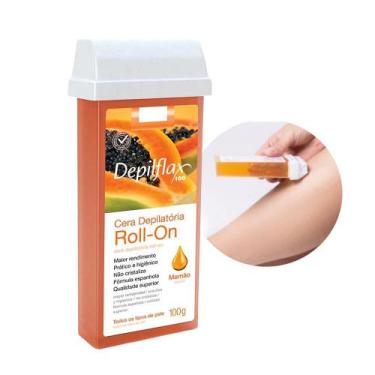 Imagem de Refil Cera para Depilação Roll On Quente Mamão Depilatória 100g Depilf