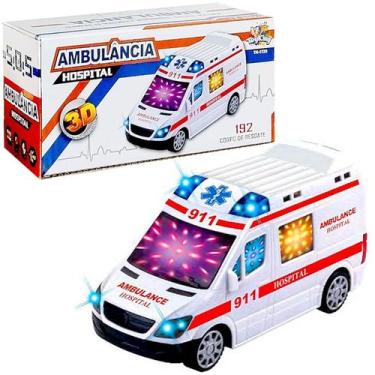 Imagem de Ambulância de Brinquedo Infantil Luzes Sirene Bate e Volta - Toy King,