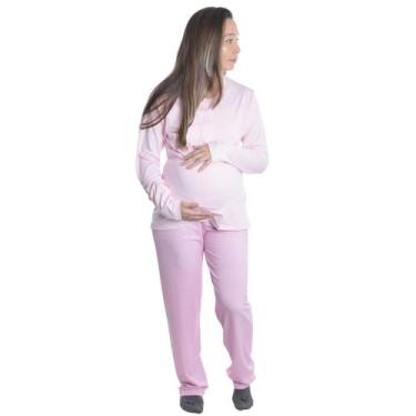 Imagem de Pijama de Gestante Feminino Suede Victory, G, Rosa