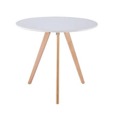 Imagem de Mesa Jantar Square Wood Tripé Redonda Cozinha Branca 80cm - Móveis Dul