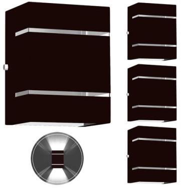 Imagem de 4 Arandelas Externa 2 Frisos Foco Fachos Parede Muro Tabaco - MARRYLUZ