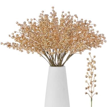 Imagem de Juinte Pacote com 24 hastes de frutas silvestres para o Dia dos Namorados, 35,5 cm, rosa, vermelha, artificial, galhos de caule de azevinho, para enfeite de árvore, vaso de guirlanda, faça você mesmo,