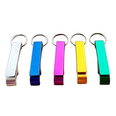 Imagem de Bodosac 50 peças, 5 abridores de garrafas de cerveja de metal colorido, abridor de garrafas, fácil de carregar, chaveiro, corrente de chaveiro, bolso de alumínio, barra de garra de refrigerante,