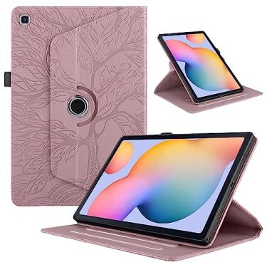 Imagem de Capa giratória para Samsung Galaxy Tab A7 10,4 polegadas 2022/2020 capa protetora de couro PU leve com suporte para cartão para tablet Galaxy modelo T500/T503/T505/T507-ouro rosa