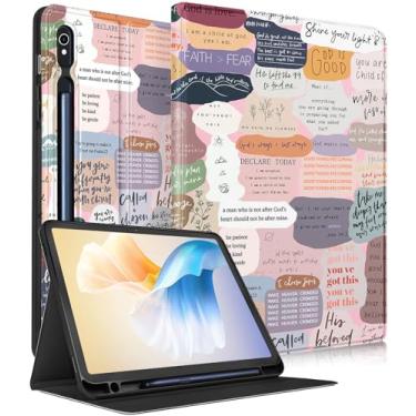 Imagem de Wazzasoft Capa para Samsung Galaxy Tab S10 Fe/S9 Fe – Capa Tab S9 para mulheres, meninas, design fofo, citações kawaii, bonita estética, capa para tablet com suporte para lápis