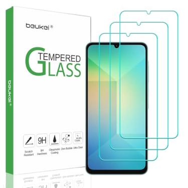 Imagem de beukei (Pacote com 3) Projetado para Samsung Galaxy A06s / Galaxy A06 protetor de tela de vidro temperado, antiarranhões, sem bolhas, dureza 9H