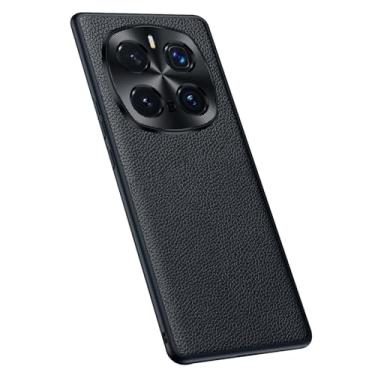 Imagem de POYUFRG Capa de couro genuíno para Honor Magic 7 Pro/7, capa fina de metal luxuosa feita à mão com borda macia antiqueda, preta, 15