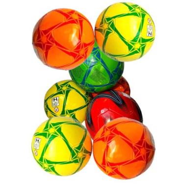 Imagem de Kit 10 Bolas Futebol material sintético Costurada N05 - Mor