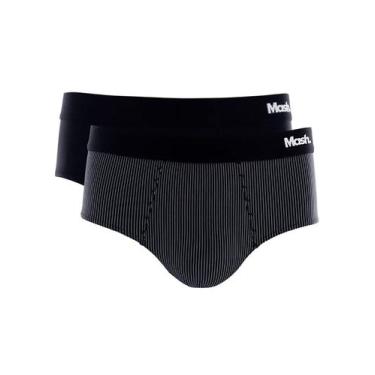 Imagem de Kit/2 cueca slip microfibra liso/listra 15102 t.p/gg - Mash, G, Pt00, 