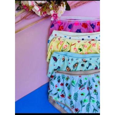 Imagem de kit 5 Calcinha Infantil  cores sortidas 100% algodão - MS CHIQUE STORE