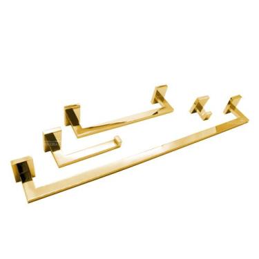 Imagem de Kit Acessórios de Banheiro com 4 pçs Gold 8046 - Império das Torneiras
