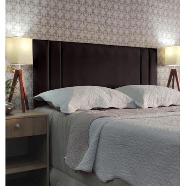 Imagem de Cabeceira Siena Double Suede Marrom Com Pés Casal 140 x 120 RBL