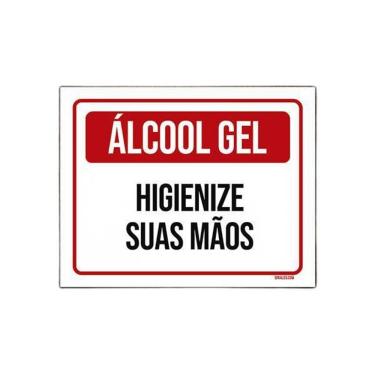 Imagem de Placa De Sinalização - Álcool Gel Higienize Suas Mãos 27X35