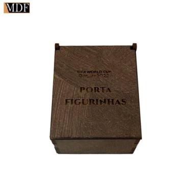 Imagem de Caixa Quadrada Tampa Basculante Figurinha Copa Mundo Mdf Madeira Imbui