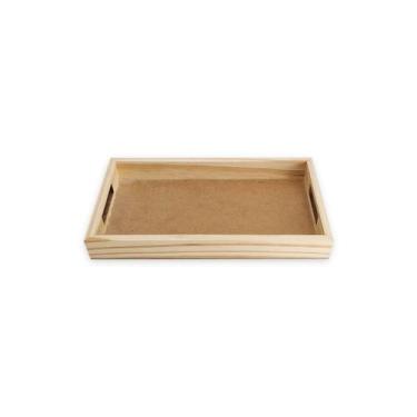 Imagem de Kit 3 Bandeja Retangular Com AlÇA 32x17x4 Madeira Pinus 10mm - ATACADÃ