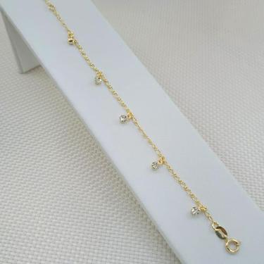 Imagem de Pulseira Banhada A Ouro Infantil Elo 1x1 Com Strass Bijou Art