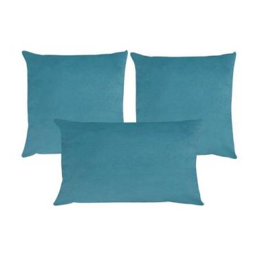 Imagem de Kit 3 Capas para Almofada em Veludo Liso Quadradas e Retangular - Dísp