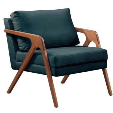 Imagem de Poltrona Decorativa para Sala Mona Luxo Linho Azul Moraes Decor