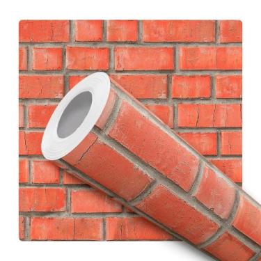 Imagem de Papel De Parede Adesivo Lavável Sala Tijolinho Vermelho - DELIQUADROS,
