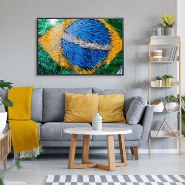 Imagem de Quadro Bandeira do Brasil em Fitas - Decor&Quadros, 90x60 cm, Tecido C